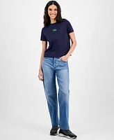 Calvin Klein Jeans Women's Flocked Logo Slim T-Shirt