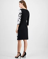Connected Women's Floral-Print Ruched Sheath Dress