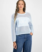 Hooked Up by Iot Juniors' Open-Stitch Sweater