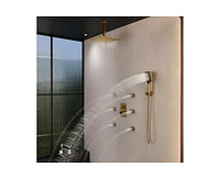 Casainc 3-Function 12 Inch Ceiling Mount Rainfall Thermostatic Shower System with 6 Body Jets