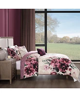 Bebejan Plum Haze Bedding 5 Piece King Size Reversible Comforter Set