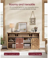 Slickblue Farmhouse Tv Stand for TVs up to 75 Inches Entertainment Center with Sliding Barn Doors