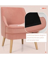 Gouun Mid Century Velvet Accent Chair with Rubber Wood Legs for Bedroom