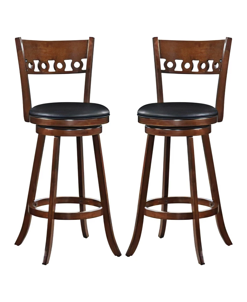 Gouun Set of 2 Swivel Bar Stools with Rubber Wood Frame- inches