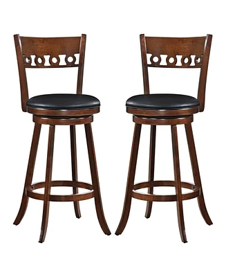 Gouun Set of 2 Swivel Bar Stools with Rubber Wood Frame- inches