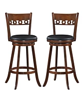 Gouun Set of 2 Swivel Bar Stools with Rubber Wood Frame- inches