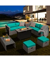 Gouun 9 Pieces Patio Furniture Set with 42 Inches 60000 Btu Fire Pit