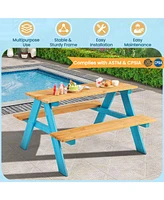 Gouun Children Outdoor Wooden Table with Bench Seats for Indoor and Outdoor Use