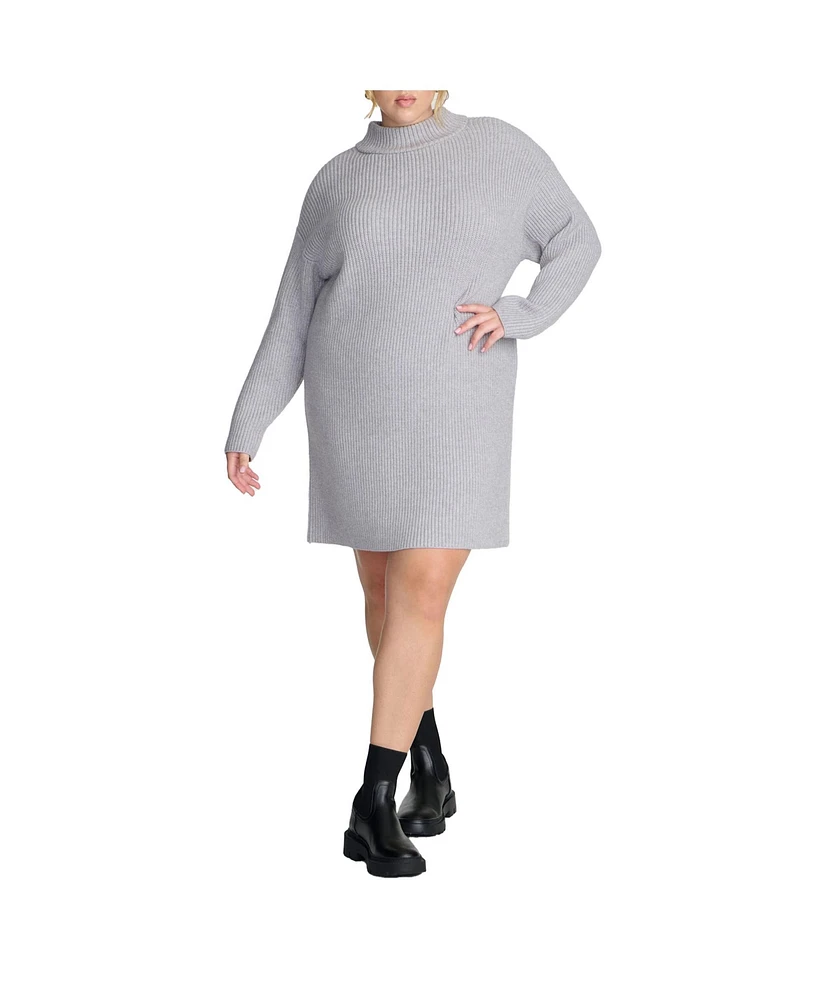 Eloquii Plus Elements Marled Knit Mock Neck Mini Dress
