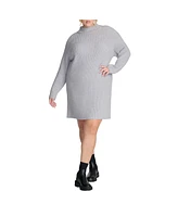 Eloquii Plus Elements Marled Knit Mock Neck Mini Dress