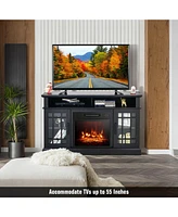 Gouun 48 Inch Fireplace Tv Stand with 18 Inch Fireplace Insert for TVs up to 55 Inch
