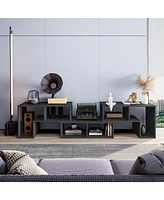 Gouun 3 Pieces Adjustable Tv Stand for TVs up to 65 Inch with Shelves