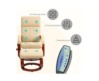 Slickblue Adjustable Faux Leather Electric Remote Massage Recliner Chair with Ottoman