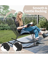 Gouun Set of 2 Metal Patio Rocking Chair with Breathable Seat Fabric