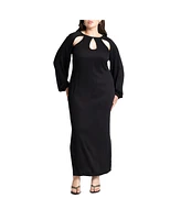 Eloquii Plus Cutout Neckline Puff Sleeve Dress