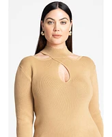 Eloquii Women's Plus Size Keyhole Midi Sweater Dress