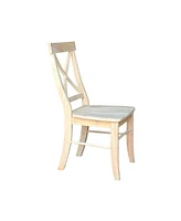 Slickblue Set of 2 - Unfinished Wood Dining Chairs with X-Back Seat Backrest