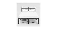 Slickblue California King Size Heavy-Duty Black Metal Platform Bed Frame with Headboard Support