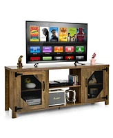 Gouun Tv Stand for TVs up to 65-Inch with 2 Metal Mesh Doors and Ad