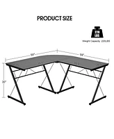 Gouun 59 Inches L-Shaped Corner Desk Computer Table for Home Office Study Workstation