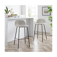 Slickblue Set of 2 Modern Low Back Bar Stools with Metal Frame and Linen Seat