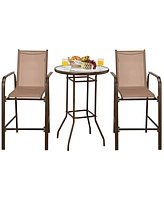 Gouun 3 Pieces Outdoor Patio Bar Table Stool Set