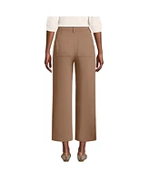 Lands' End Women's Crepe High Rise Patch Pocket Wide Leg Crop Pants