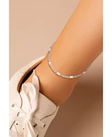 Rachel Zoe 14K gold Over Sterling Silver Curb Chain Anklet With Baguette Stones