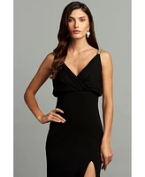 Tadashi Shoji Mora Pearl Strap Blouson Midi Dress
