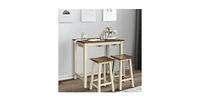 Slickblue 3 Piece Farmhouse Counter Height Kitchen Pub Table Set with 2 Saddle Bar Stools