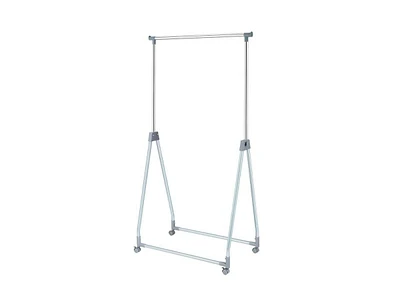 Slickblue Folding Extendable Metal Garment Rack with Clothes Hanging Rod and Lockable Wheels