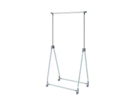 Slickblue Folding Extendable Metal Garment Rack with Clothes Hanging Rod and Lockable Wheels