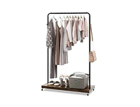 Slickblue Industrial Style Heavy Duty Metal Pipe Clothes Garment Rack with Bottom Shelf Sturdy and Functional