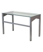 Slickblue Rectangular Writing Table Office Desk with Tempered Glass Surface