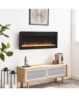 Mondawe 42 Inch Recessed Ultra Thin Tempered Glass Front Wall Mounted Electric Fireplace With Remote