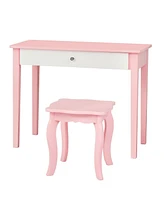 Gouun Kids Princess Make Up Dressing Table with Tri-folding Mirror and Chair