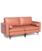 Gouun Modern Loveseat Sofa with 2 Bolsters and Side Storage Pocket