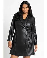 Eloquii Plus Faux Leather Elastic Waist Blazer Dress