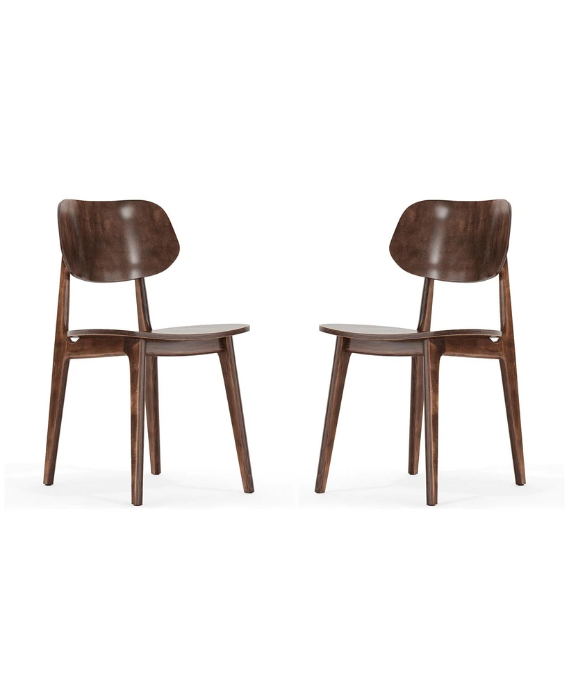 Emma+Oliver Gentry Set Of 2 Solid Wood Dining Chairs With Curved Oval Backrests