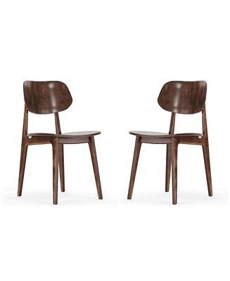 Emma+Oliver Gentry Set Of 2 Solid Wood Dining Chairs With Curved Oval Backrests