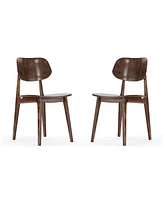 Emma+Oliver Gentry Set Of 2 Solid Wood Dining Chairs With Curved Oval Backrests