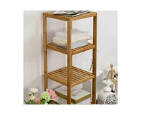 Slickblue Solid Wood 4-Tier Bathroom Storage Shelving Unit for Organized Space