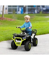 Qaba 12V Kids Atv, 4 Wheeler with Spring Suspension, Storage,