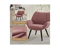 gaomon Modern Accent Chair with Wingback, Corduroy Living Room Armchair for Bedroom, Modern Accent Armchair Comfy Reading Chair for Waiting Room, Pink