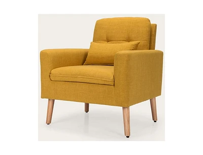 Slickblue Linen Mid-Century Modern Accent Chair with Pillow Stylish Living Room Seating