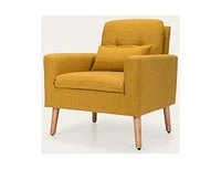 Slickblue Linen Mid-Century Modern Accent Chair with Pillow Stylish Living Room Seating