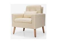 Slickblue Linen Mid-Century Modern Accent Chair with Pillow Stylish Living Room Seating