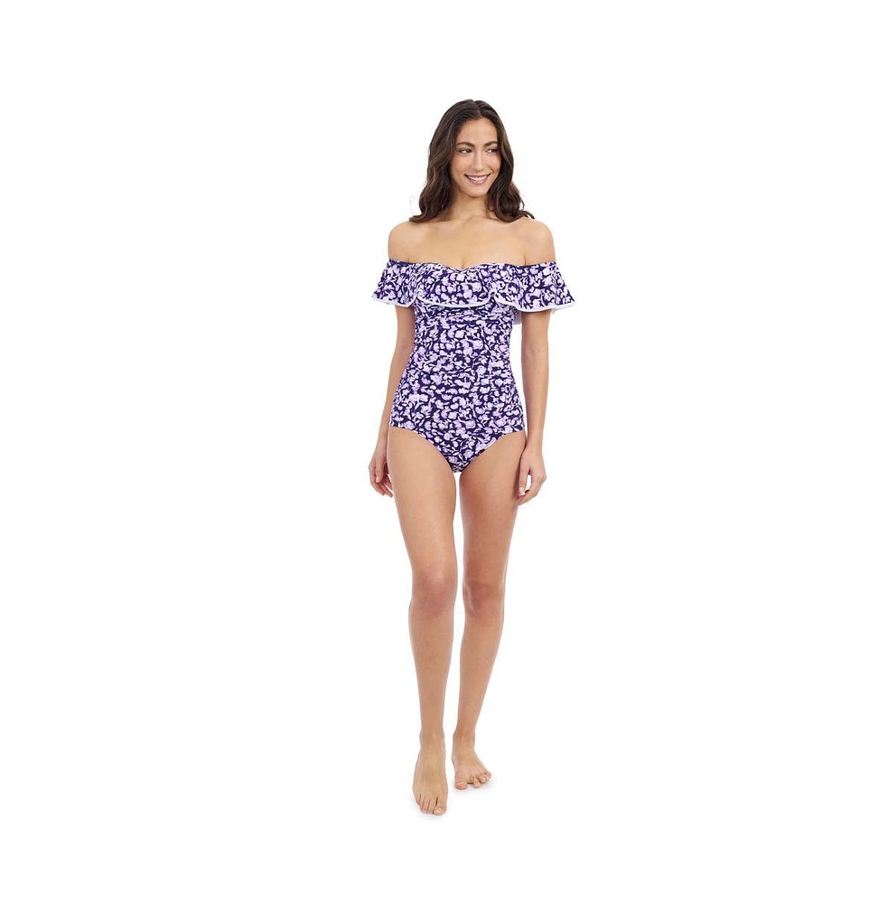 Profile by Gottex Women's Juliette Off Shoulder Ruffle Tankini Soft Cups