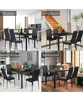 Gouun 5 Piece Kitchen Dining Set with Glass Metal Table and 4 Chairs