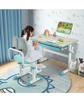 Gouun Height-Adjustable Kids Desk with Tilt Desktop and Book Stand